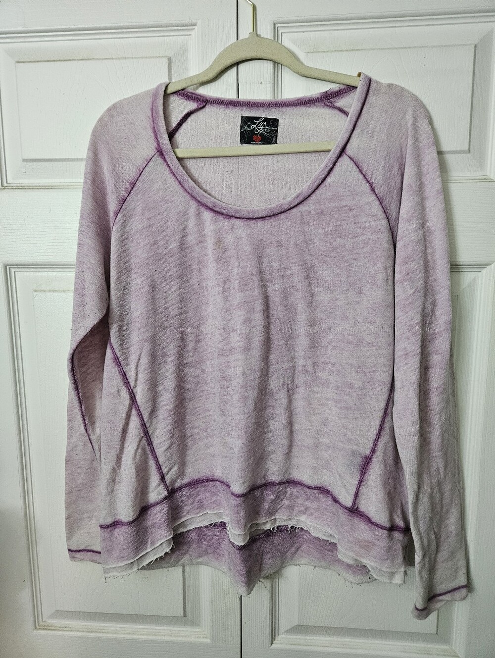 L4A Light Purple Layered-Hem Lightweight Sweatshirt